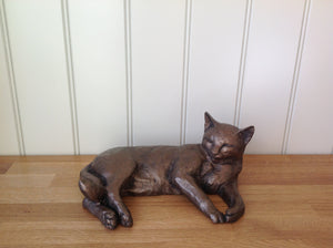 Polly Contented Cat Bronze Frith Sculpture By Paul Jenkins