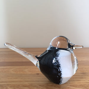 Svaja Basil Bird  Black/White Glass Ornament Paperweight