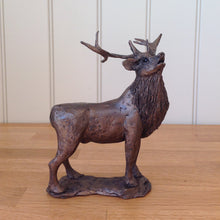 Load image into Gallery viewer, Stag Bolving Bronze Frith Sculpture By Thomas Meadows