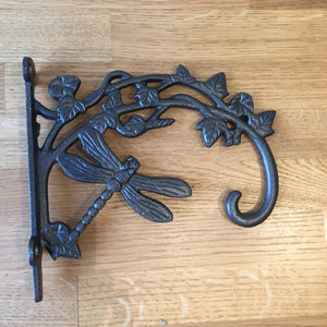 Small Antique Iron Dragonfly Plant Hanger