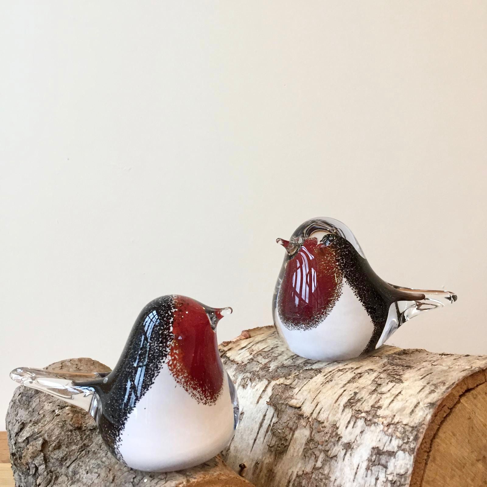 Glass Robin Pair Bird Sculpture Ornament – Bells Cottage Interiors