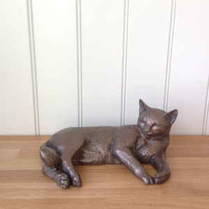 Polly Contented Cat Bronze Frith Sculpture By Paul Jenkins