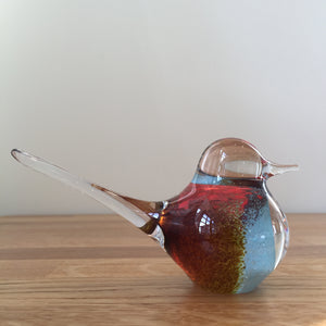 Svaja Basil Bird Brown/Teal Glass Ornament Paperweight