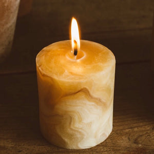 Marbled Beeswax Candle - Natural Sustainable Country Gift
